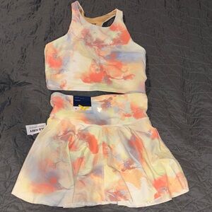 NWT Old Navy Multicolor Athletic Set bra in top xl kids skirt has attached short